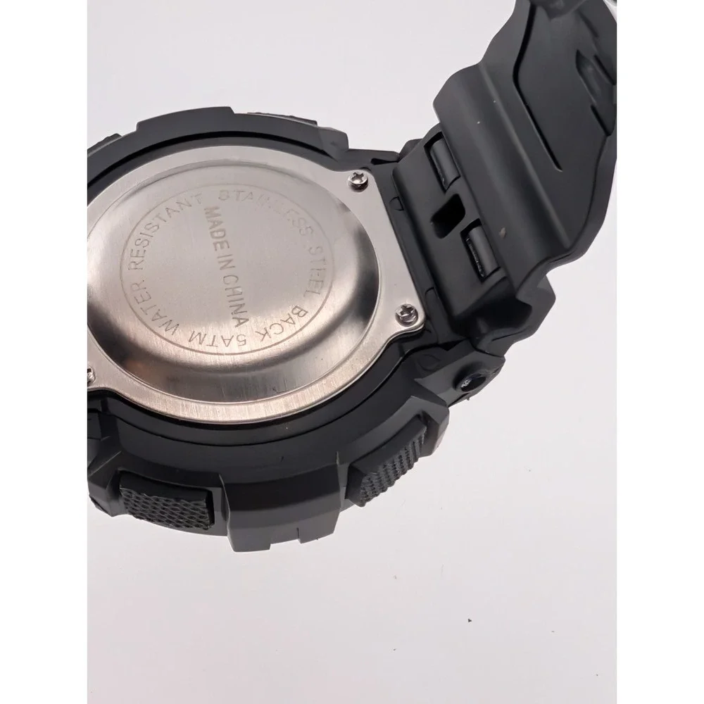 C-Sport Men's Digital Sport 56mm Case Black Resin Band Backlight- New Battery